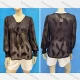 Wholesale Women's Elegant V Neck Bishop Sleeve Tie Front Embroidery Cover Up Tops Black Clothing Wholesale Market Liuhua