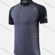 Wholesale Men's Mock Neck Half Zip Hot Stamping Letter Colorblock Breathable Workout Top 860# Gray Blue Clothing Wholesale Market Liuhua