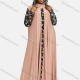 Wholesale Women's Vintage Muslim Islamic Floral Splicing Rhinestone Hooded Abaya Dress Light Pink Guangzhou Clothing Wholesale Market & Suppliers -LIUHUAMALL