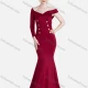 Wholesale Women's Elegant Plain Asymmetrical One Shoulder Button Decor Mermaid Evening Dress Red Clothing Wholesale Market Liuhua