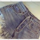 Wholesale Women's Casual Plain Rhinestone Pockets Frayed Raw Hem Distressed Denim Shorts 846030# Blue Clothing Wholesale Market Liuhua