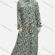 Wholesale Women's Casual Lapel Collar Ditsy Floral Button Front Ruched Maxi Dress	 Blue Clothing Wholesale Market Liuhua