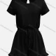 Women's Casual Crew Neck Short Sleeve Ruffle Trim Plain Romper Black Clothing Wholesale Market Liuhua