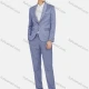 Wholesale Men's Fashion Jacquard Shawl Collar One Button Flap Pockets Blazer & Trousers 2 Piece Sets Gray Blue Clothing Wholesale Market Liuhua