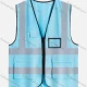 Wholesale Mesh Safety Vest High Visibility Reflective Strips with Pockets and Zipper Light Blue Clothing Wholesale Market Liuhua