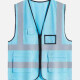 Mesh Safety Vest High Visibility Reflective Strips with Pockets and Zipper Light Blue Clothing Wholesale Market -LIUHUA