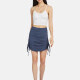 Women's Casual Ruched Drawstring Side Plain Skirt Gray Clothing Wholesale Market -LIUHUA