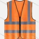 Wholesale Mesh Safety Vest High Visibility Reflective Strips with Pockets and Zipper Orange Clothing Wholesale Market Liuhua
