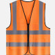 Mesh Safety Vest High Visibility Reflective Strips with Pockets and Zipper Orange Clothing Wholesale Market -LIUHUA