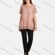 Wholesale Women's Casual Round Neck Short Sleeve Floral Hollow Out Bronzed Print Plain Tunic 1 Clothing Wholesale Market Liuhua