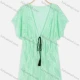 Wholesale Women's Vacation Mesh See Through Drawstring Plain Cover Up Cardigan 866182# Mint Green Clothing Wholesale Market Liuhua