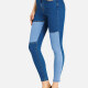 Women's Casual Slim Fit Stiching Color Zipper Fly Denim Jeans Blue Clothing Wholesale Market -LIUHUA
