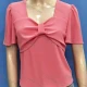 Wholesale Women's Casual Sweetheart Neck Short Sleeve Ruched Plain Tops Pink Clothing Wholesale Market Liuhua