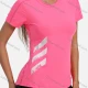 Wholesale Women's Sporty Crew Neck Short Sleeve Reflective Stripes Quick-dry Breathable Athletic T-shirt Rose Red Clothing Wholesale Market Liuhua