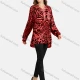 Wholesale Women's Fashion Button Front V Shirt Collar Long Sleeve Fake Pocket Sequin Tiger Print Tunic 7 Clothing Wholesale Market Liuhua