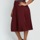 Women's Casual Plus Size High Waist Belted Plain Pleated Skirt With Belt Claret Clothing Wholesale Market -LIUHUA