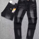 Men's Casual Button Zipper Pockets Labelled Jean 2002# Clothing Wholesale Market -LIUHUA