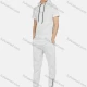 Wholesale Men's Casual Hooded Drawstring Short Sleeve Curved Hem Zipper Plain Hoodies & Pockets Ankle-Tie Pants 2-Piece Set 8763# White Clothing Wholesale Market Liuhua