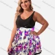 Wholesale Women's Plus Size One Piece Swimwear Tummy Control Swimsuit Floral Splicing Bathing Suit Black Clothing Wholesale Market Liuhua