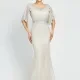 Women's Glamorous Trumpet Sleeve V Neck Sequin Mermaid Floor Length Evening Dress Silver Clothing Wholesale Market -LIUHUA