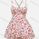Women's Fashion Floral Print Crisscross Tie Back Tiered Hem Romper Red Clothing Wholesale Market Liuhua