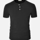 Men's Short Sleeve Plain Slim Fit Henley Shirt Black Clothing Wholesale Market -LIUHUA