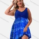 Wholesale Women's Plus Size One Piece Swimwear Tummy Control Swimsuit Floral Splicing Bathing Suit Blue Clothing Wholesale Market Liuhua