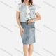 Wholesale Women's Graphic Print Distressed Flap Pockets Ripped Button Front Denim Vest Light Blue Clothing Wholesale Market Liuhua