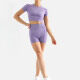 Women's 2 Piece Workout Outfits Sports Short Sleeve Seamless Shorts Yoga Gym Activewear Set AB58# Purple Clothing Wholesale Market -LIUHUA