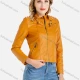 Wholesale Women's Plain Stand Collar Rivets Zipper Pockets Button Front Crop Faux Leather Jacket Orange Clothing Wholesale Market Liuhua