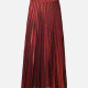 Women's Glitters Pleated Elastic Waist Maxi Skirt Jujube Red Clothing Wholesale Market -LIUHUA