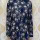 Women's Casual Collared Long Sleeve Pin Dot Floral Button Down Mid Length Shirt H77# Dark Blue Clothing Wholesale Market -LIUHUA
