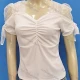 Wholesale Women's Casual Sweetheart Neck Short Sleeve Tie Shoulder Ruched Knit Plain Tops Pink Clothing Wholesale Market Liuhua