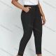 Wholesale Women's Plus Size High Waist Striped Slim Fit Ankle Length Trousers With Drawstring Black Clothing Wholesale Market Liuhua