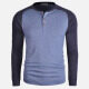 Men's Casual Silm Fit Long-Sleeve Colorblock Henley Shirt Light Blue Clothing Wholesale Market -LIUHUA