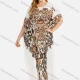 Wholesale Women's Plus Size Round Neck Baroque Print Rhinestone Decor Maxi Kaftan Dress White Clothing Wholesale Market Liuhua