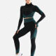 Women's 2 Piece Colorblock Workout Outfits Sports Long Sleeve Top Seamless Leggings Yoga Gym Activewear Set AB31# Caribbean Green Clothing Wholesale Market -LIUHUA