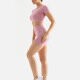 Women's 2 Piece Workout Outfits Sports Short Sleeve Seamless Shorts Yoga Gym Activewear Set AB58# Pink Clothing Wholesale Market -LIUHUA