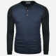 Men's Casual Silm Fit Long-Sleeve Colorblock Henley Shirt Navy Clothing Wholesale Market -LIUHUA