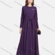 Wholesale Women's Chiffon Plain Decor Sleeve Bowknot Decor Maxi Dress With Belt Purple Clothing Wholesale Market Liuhua