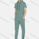 Wholesale Men's Casual Hooded Drawstring Short Sleeve Curved Hem Zipper Plain Hoodies & Pockets Ankle-Tie Pants 2-Piece Set 8763# 18# Clothing Wholesale Market Liuhua