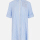 Women's Casual Shirt Collar Roll Sleeve Button Down Striped Rhinestone Print Shirt Dress Blue Clothing Wholesale Market -LIUHUA