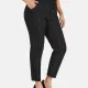 Women's Casual Plus Size High Elastic Striped Print Stright Leg Pants With Drawstring 33100# Black Clothing Wholesale Market -LIUHUA