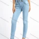 Wholesale Women's Fashion High Waist Button Front Patch Pocket Skinny Jeans Light Blue Clothing Wholesale Market Liuhua