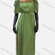 Wholesale Women's Casual Chiffon Square Neck Puff Sleeve Ditsy Floral Peplum Maxi Dress Green Clothing Wholesale Market Liuhua