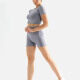 Women's 2 Piece Workout Outfits Sports Short Sleeve Seamless Shorts Yoga Gym Activewear Set AB58# Gray Clothing Wholesale Market -LIUHUA