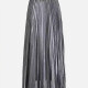 Women's Glitters Pleated Elastic Waist Maxi Skirt Silver Clothing Wholesale Market -LIUHUA