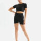 Women's 2 Piece Workout Outfits Sports Short Sleeve Seamless Shorts Yoga Gym Activewear Set AB58# Black Clothing Wholesale Market -LIUHUA