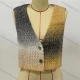 Wholesale Women's Casual Sleeveless V Neck Button Front Gradient Knit Sweater Vest Custom Color Clothing Wholesale Market Liuhua