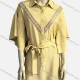 Wholesale Women's Vintage Drop Shoulder Collared Embroidery Trim Shirt Dress Yellow Clothing Wholesale Market Liuhua